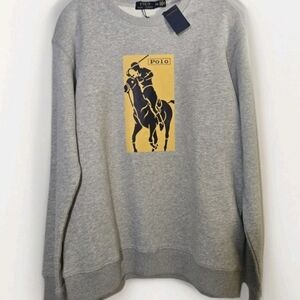 NWT Polo Ralph Lauren Logo Men’s Sweatshirt XXL Grey crew designer clothing